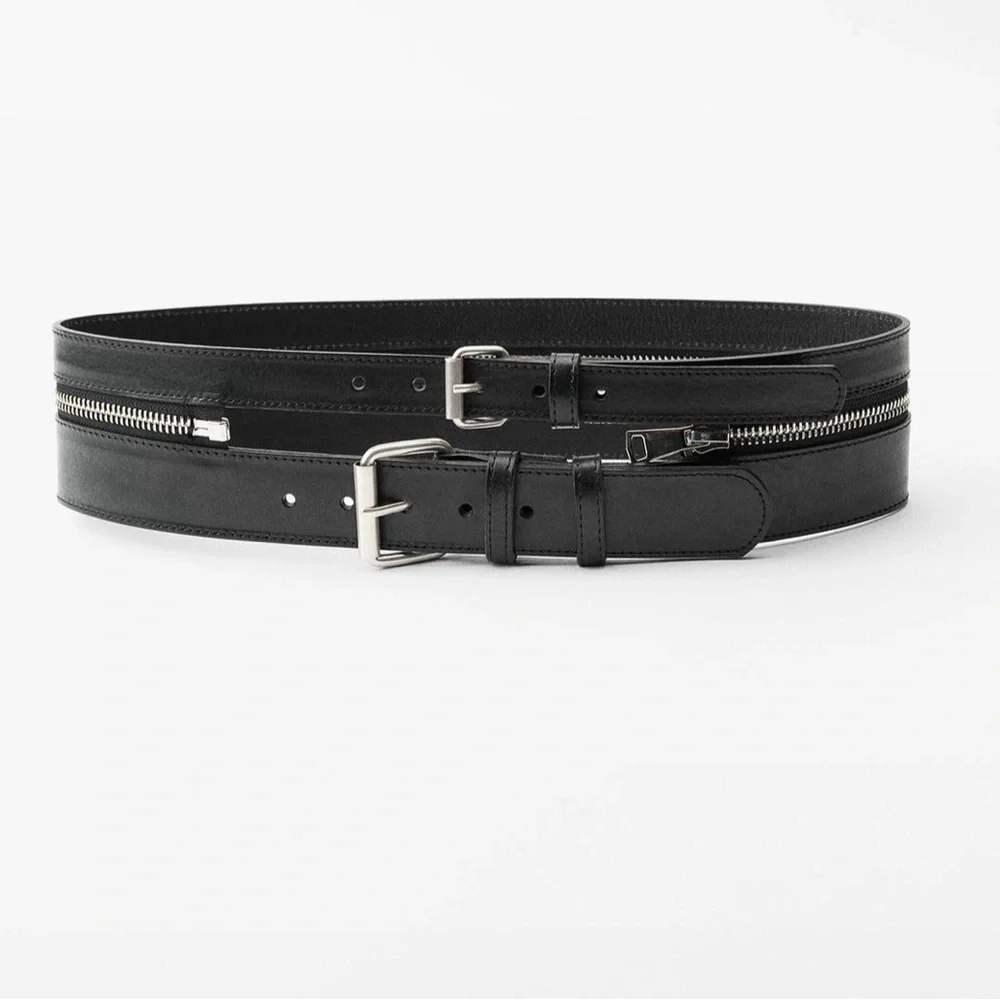 Zara doble buckle leather sash belt